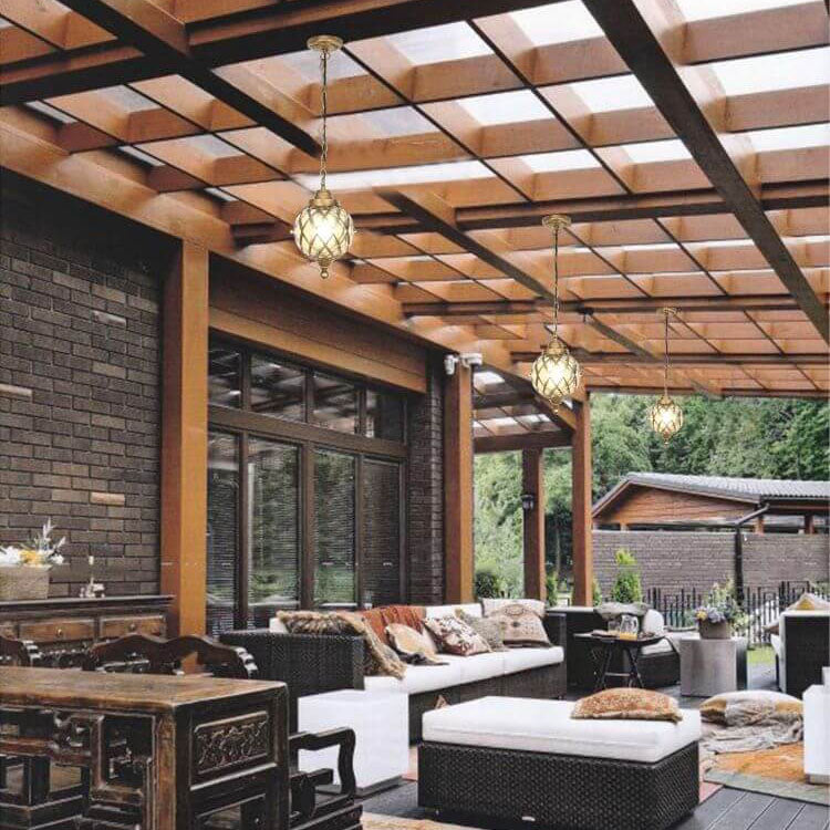 European Vintage Round Ball Die-cast Aluminum Glass Waterproof Outdoor 1-light Pendant Light BulbSquare