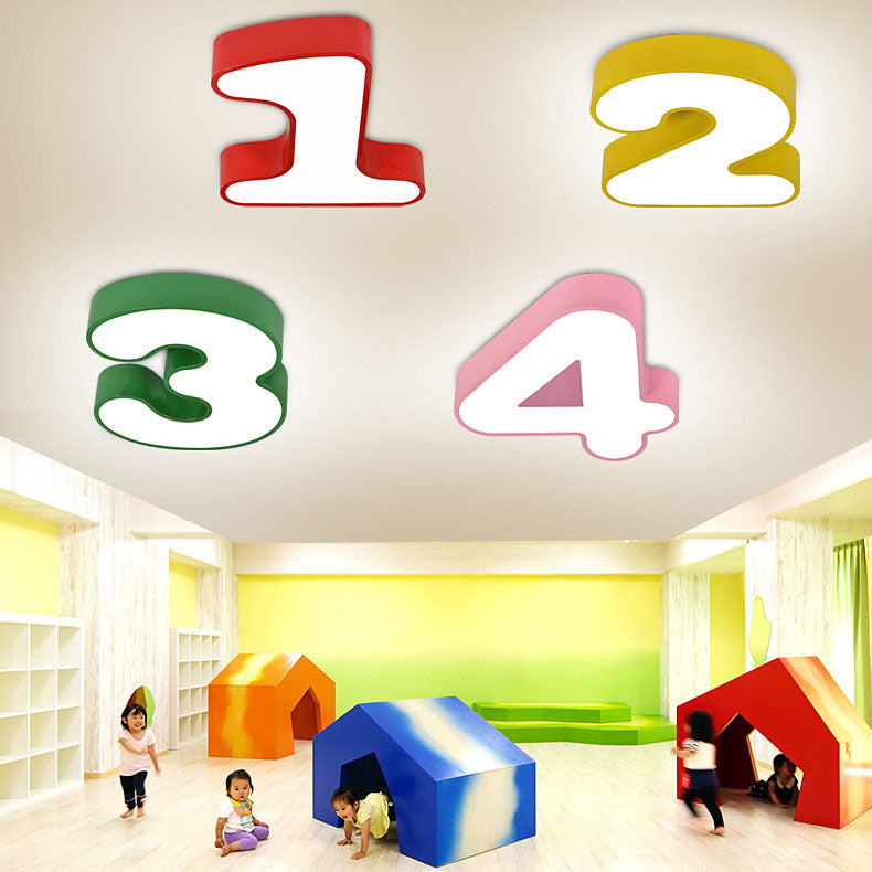 Contemporary Creative Kids Iron Number Design LED Flush Mount Ceiling Light for Bedroom