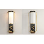 Modern New Chinese Copper Glass Column Ring 1-Light Wall Sconce Lamp