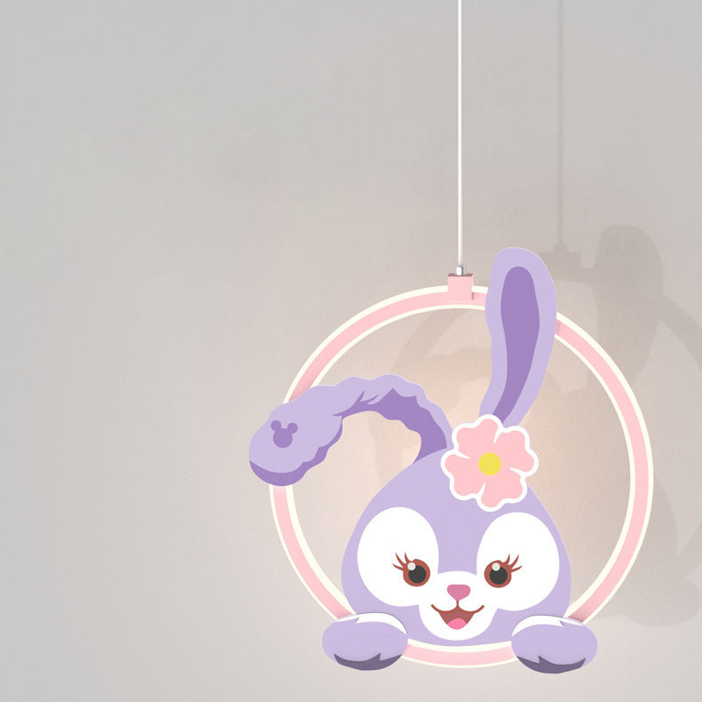 Lumendat Contemporary Creative Kids Iron Aluminum Acrylic Circle StellaLou Rabbit LED Pendant Light For Bedroom Lumendat