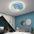 Modern Creative Cartoon Rocket Round LED Kids Flush Mount Ceiling Light