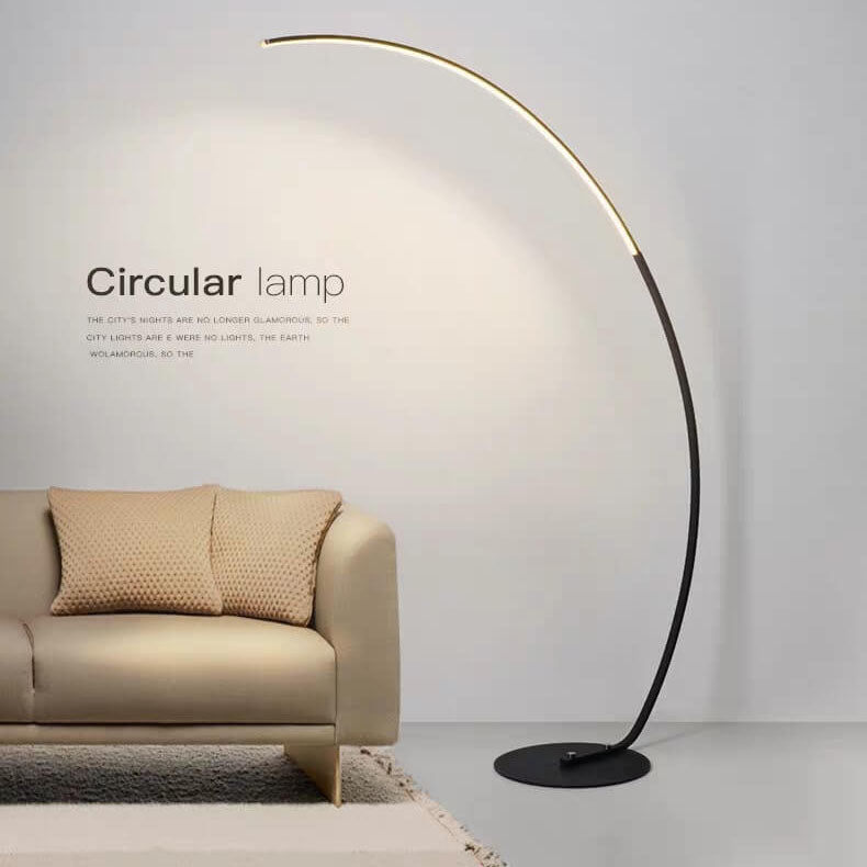 Fishing Rod Shaped 1-Light Arc Circular LED Floor Lamps Lumendat