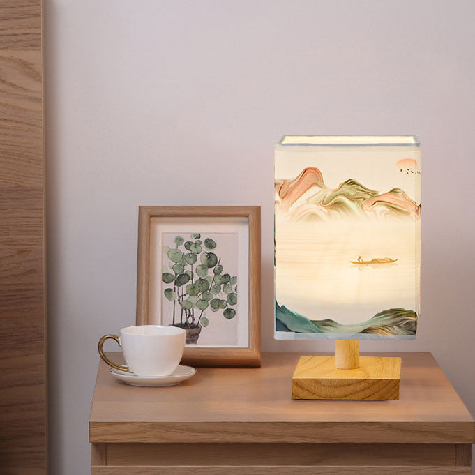Contemporary Creative Fabric Square USB LED Table Lamp For Bedroom Lumendat