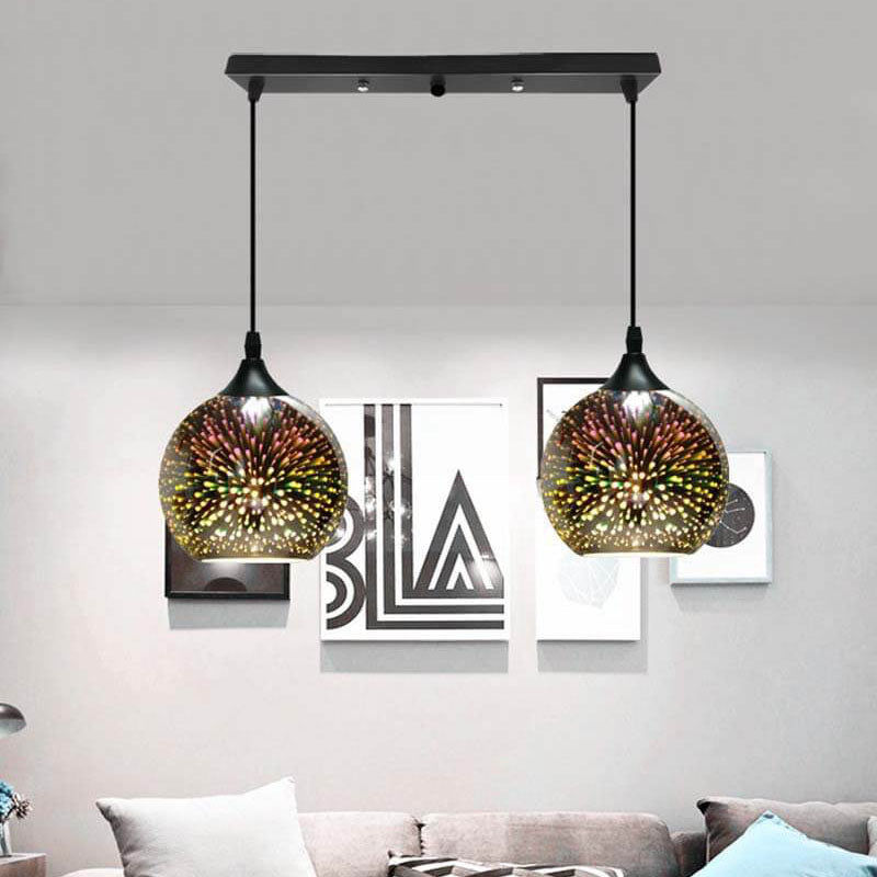 Modern Creative 3d Colorful Fireworks Glass Dome 2/3 Light Island Light Chandelier