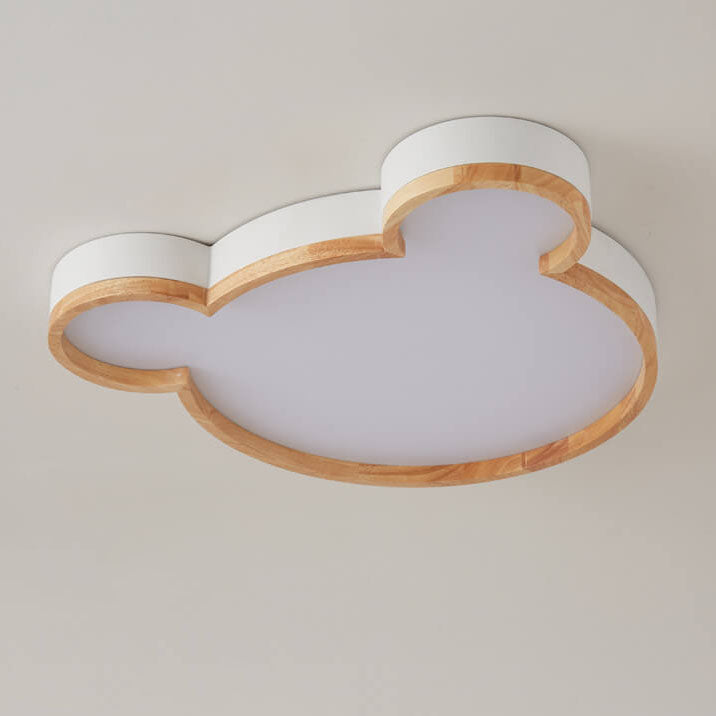 Lumendat Nordic Wood Bear Shape LED Kids Flush Mount Ceiling Light Lumendat