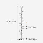 Contemporary Scandinavian Cylindrical Metal Glass 9-Light Standing Floor Lamp For Living Room Lumendat