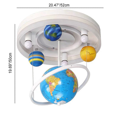 Contemporary Creative Kids Round Orb Globe Metal Acrylic LED Flush Mount Ceiling Light for Bedroom