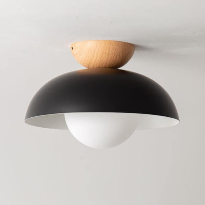 Modern Simple Wrought Iron Log Bowl-shaped 1-light Semi-flush Mount Ceiling Light