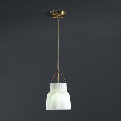 Japanese Light Luxury Ceramic Copper Round Mouth 1-light Pendant Light