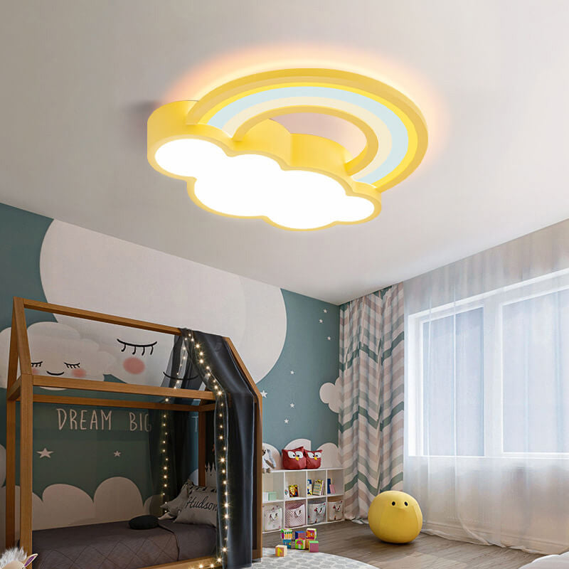 Childlike Cartoon Rainbow Cloud Design LED Flush Mount Light Lumendat