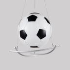 Cartoon Creative Soccer Glass Iron 1-light Kids Pendant Light BulbSquare