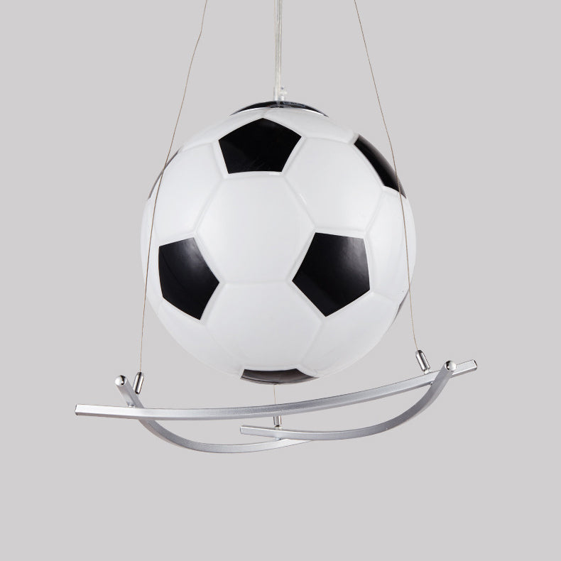 Cartoon Creative Soccer Glass Iron 1-light Kids Pendant Light