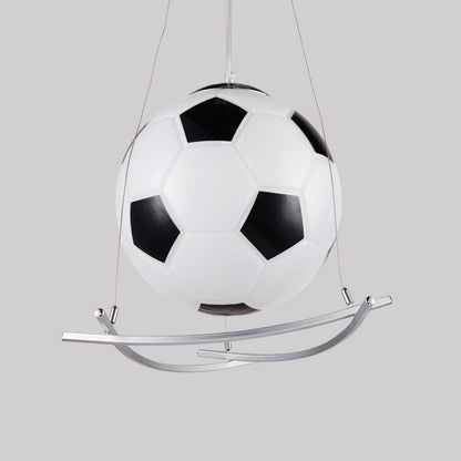 Cartoon Creative Soccer Glass Iron 1-light Kids Pendant Light