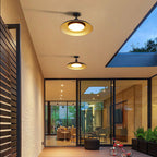 Contemporary Scandinavian Carbonized Steel Round Waterproof 1-light Semi-flush Mount Ceiling Light for Outdoor Patio BulbSquare