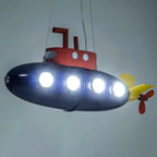 Contemporary Creative Cartoon Submarine Iron LED Kids Chandelier for Bedroom BulbSquare