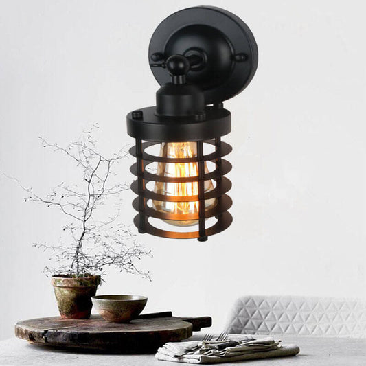 Northern Retro Industrial Wrought Iron 1-Light Wall Sconce Lamp