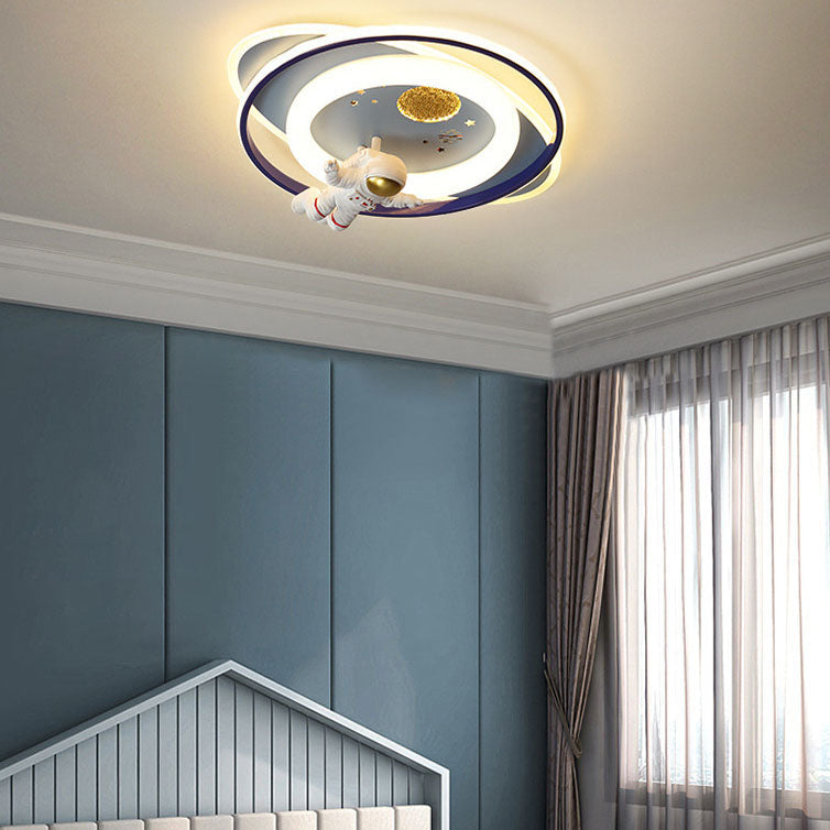 Lumendat Modern Creative Kids Iron Cartoon Astronaut Rocket LED Flush Mount Ceiling Light Lumendat