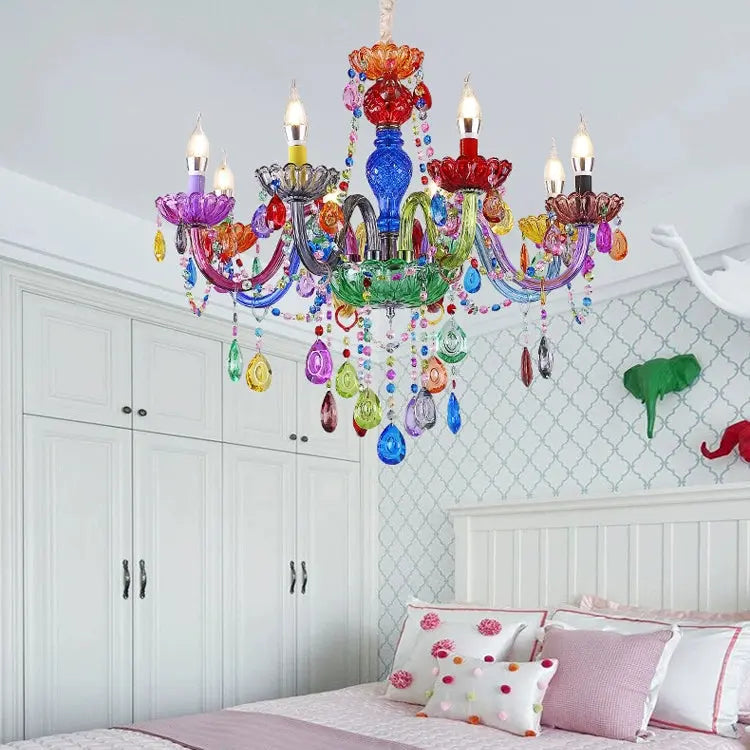 Modern Luxury Crown Iron Glass Crystal 6/8 Light Chandelier for Dining Room BulbSquare