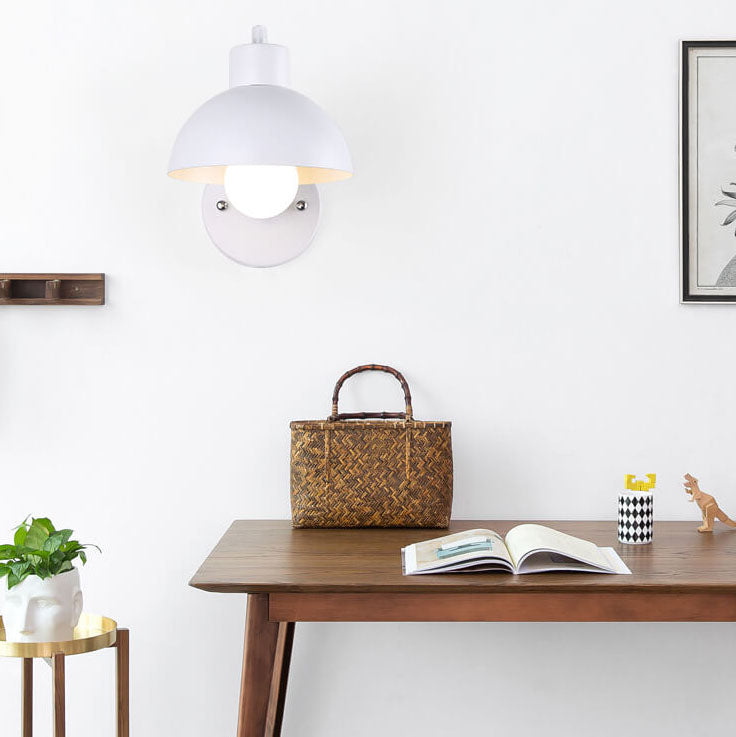 Modern Nordic Iron Semicircle Adjustable Wooden Lamp Arm 1-Light Wall Sconce Lamp Lumendat