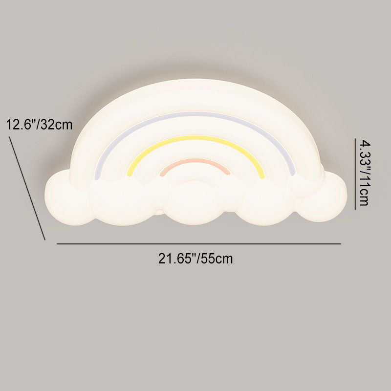 Lumendat Contemporary Creative Cartoon Acrylic Cloud Rainbow Design LED Kids Flush Mount Ceiling Light For Bedroom Lumendat