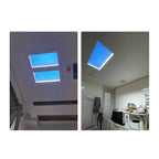 Modern Minimalist Smart Blue Sky Metal LED Flush Mount Ceiling Light for Living Room BulbSquare