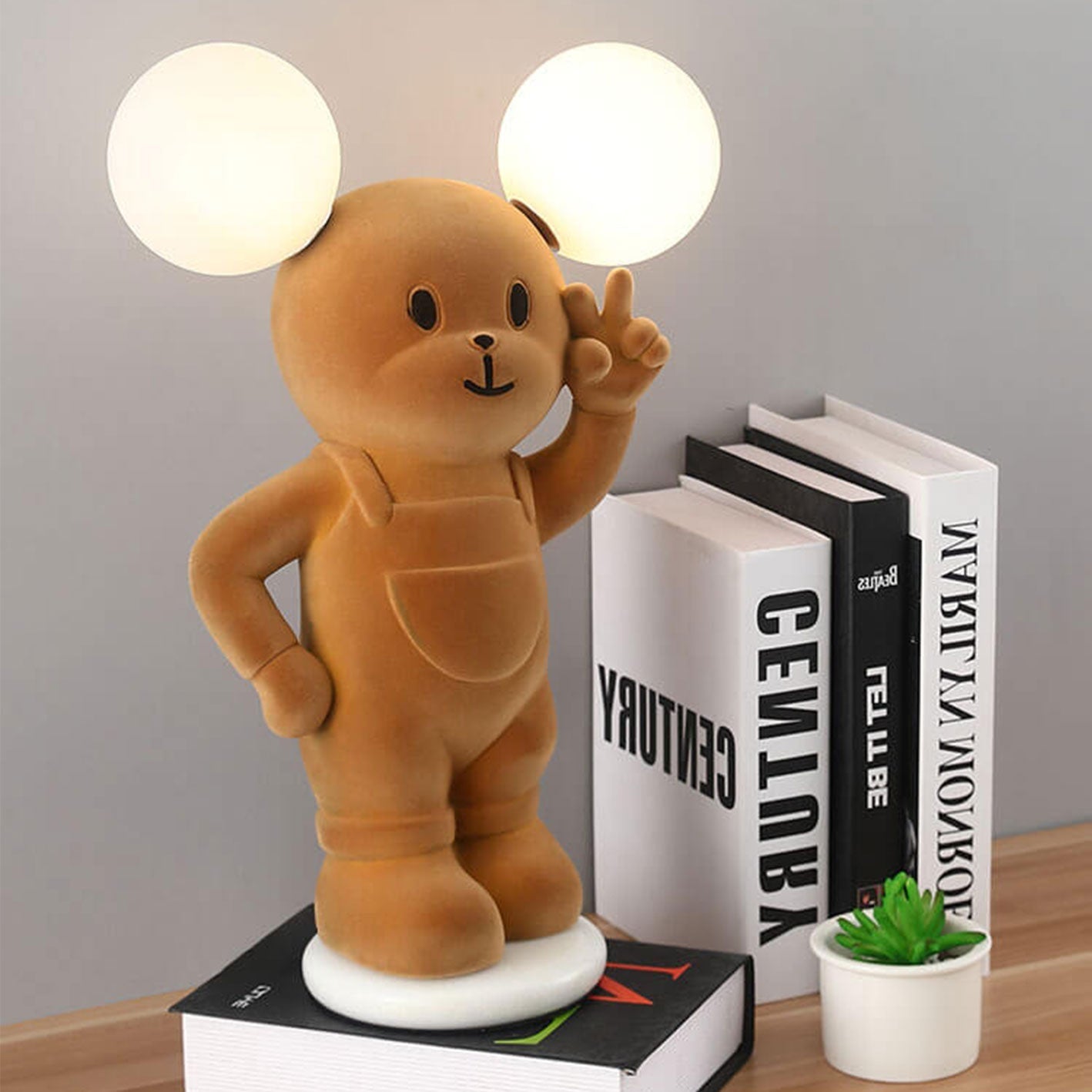 Lumendat Cartoon Creative Bear Khaki Resin Acrylic LED Table Lamp Lumendat
