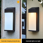 Solar Square Frosted Glass Waterproof Outdoor LED Wall Sconce Lamp