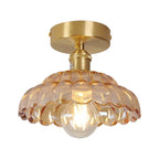 Vintage Brass Glass Dome 1-light Semi-flush Mount Ceiling Light BulbSquare