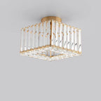 European Luxury Crystal Round Square 1-light Semi-flush Mount Ceiling Light