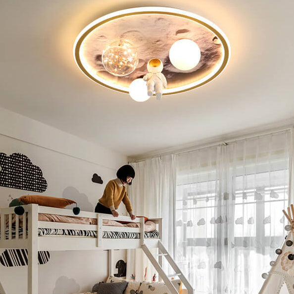 Lumendat Cartoon Childlike Creative Spaceman Design LED Flush Mount Light Lumendat