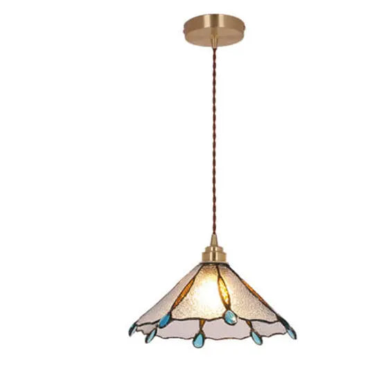 Vintage Tiffany Stained Glass Umbrella Shape 1-light Pendant Light BulbSquare