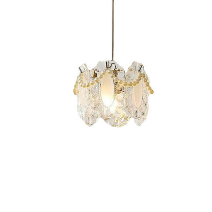French Light Luxury Hardware Glass 1-Light Pendant Light