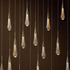 Contemporary Scandinavian Water Drops Metal Glass LED Pendant Light for Bedroom BulbSquare