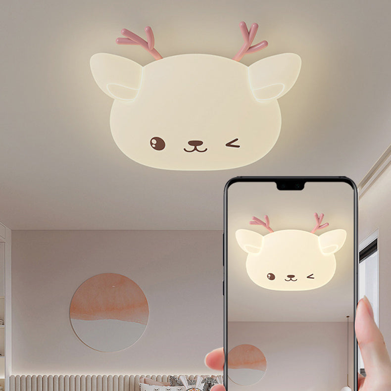Lumendat Modern Simplicity Kids Iron PE Deer Elliptical LED Flush Mount Ceiling Light For Bedroom Lumendat