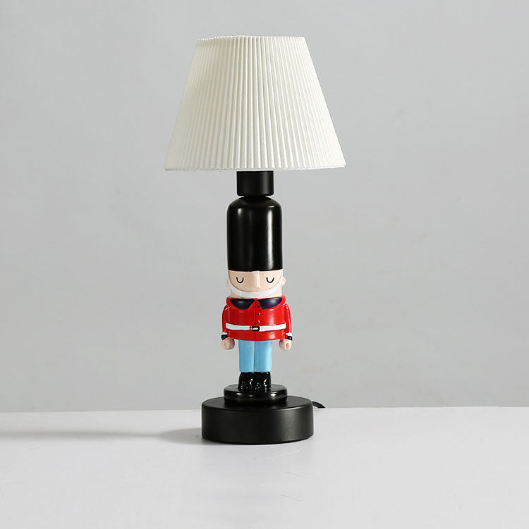 Lumendat Creative Soldier Resin Fabric Cone Kids 1-Light Table Lamp Lumendat