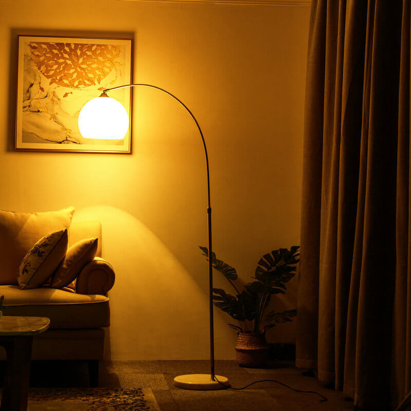 Modern Globe Acrylic Shade Fishing Rod 1-Light Standing Floor Lamp Lumendat