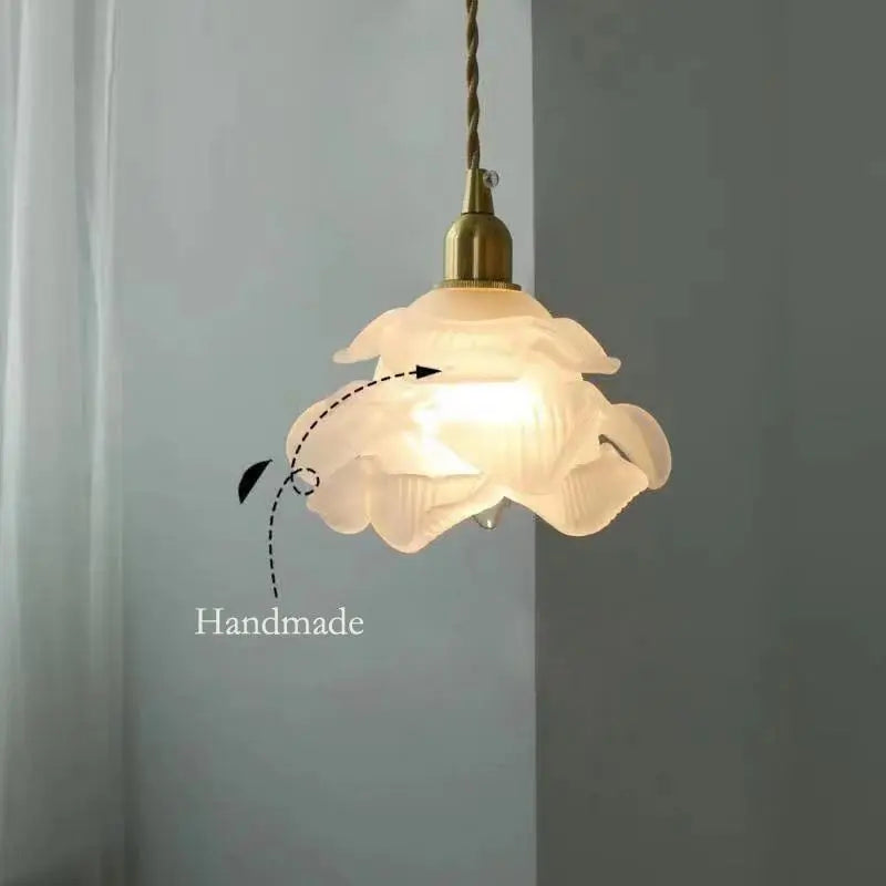 French Vintage Petal Glass 1-light LED Pendant Light Lumendat