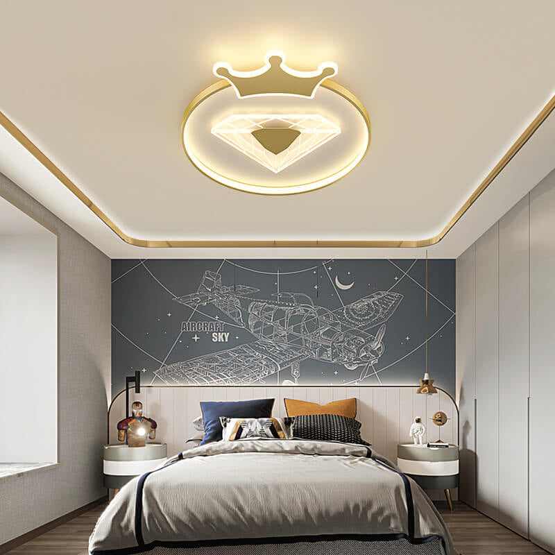 Lumendat Childlike Cartoon Crown Diamond Design LED Flush Mount Light Lumendat
