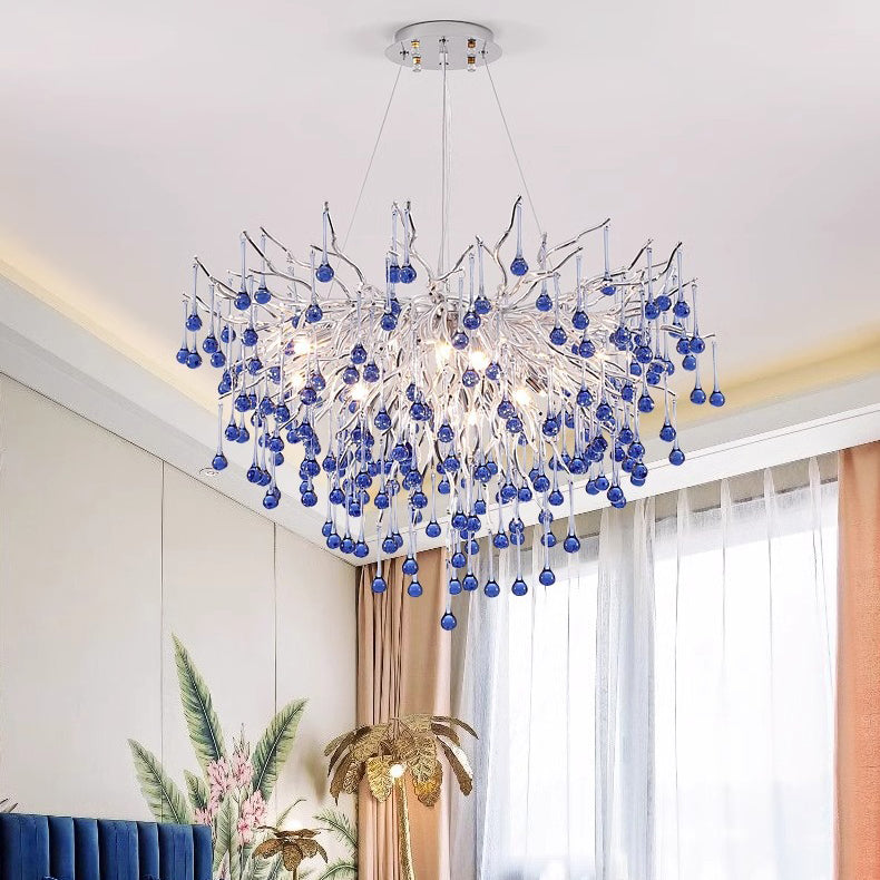Modern Luxury Crystal Glass Aluminum Branch Water Drop 6/8/10/14 Chandeliers for Dining Room