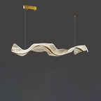 Contemporary Luxury Acrylic Corrugated Fluttering Tape Metal LED Island Light Pendant Light for Living Room BulbSquare