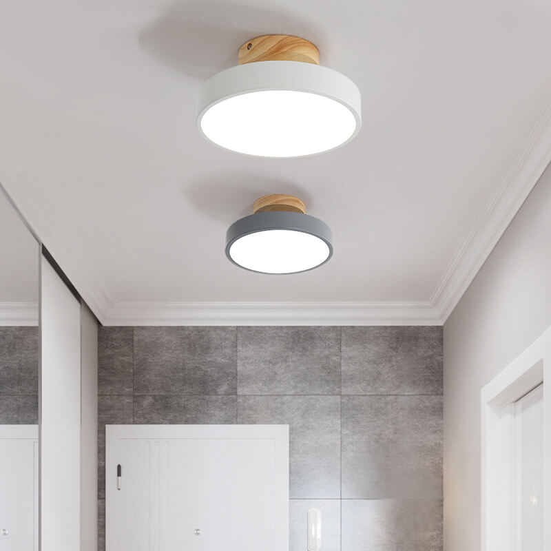 Nordic Wood Round Acrylic LED Semi-Flush Mount Ceiling Light Lumendat