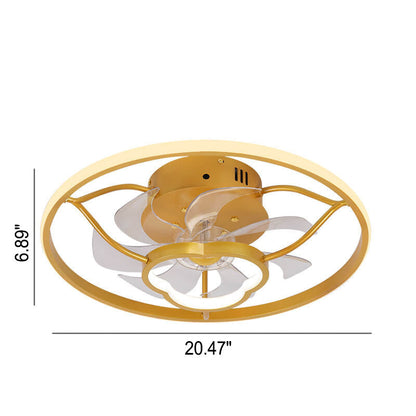 Gold Light Luxury Line Pattern Acrylic LED Flush Mount Ceiling Fan Light