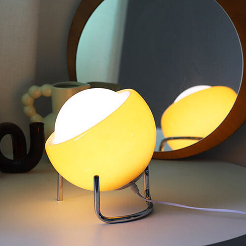 Contemporary Nordic Planet Orange Glass Iron 1-Light Table Lamp For Bedroom Lumendat