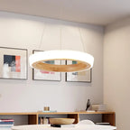 Japanese Minimalist Log Circle Island Light LED Chandelier – Dimmable Lumendat
