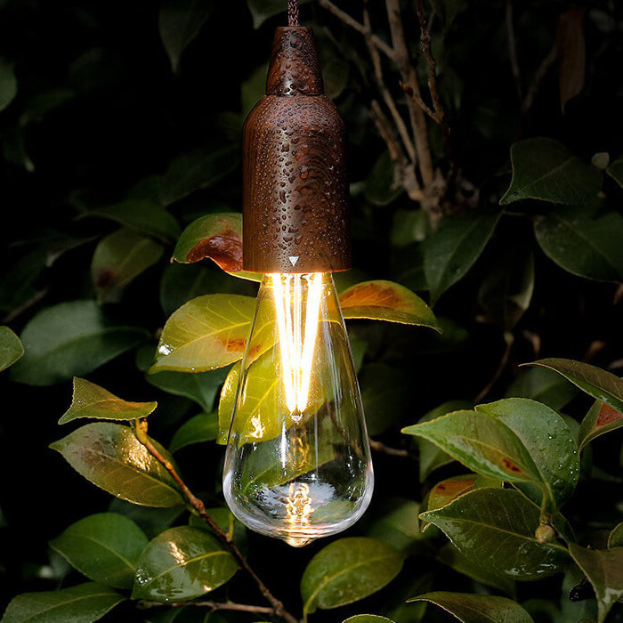 Retro Portable Waterproof Wood Round Cone Battery USB 1-Light Camping Outdoor Light Lumendat