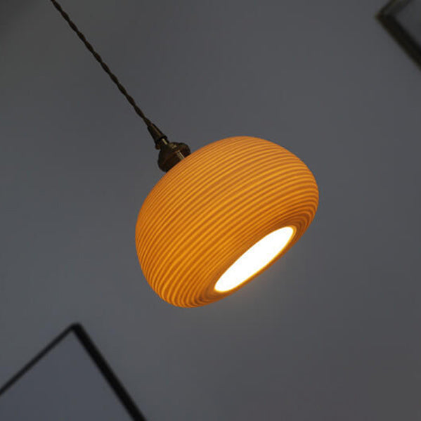 Nordic Japanese Ceramic Brass Oval 1-light Pendant Light BulbSquare
