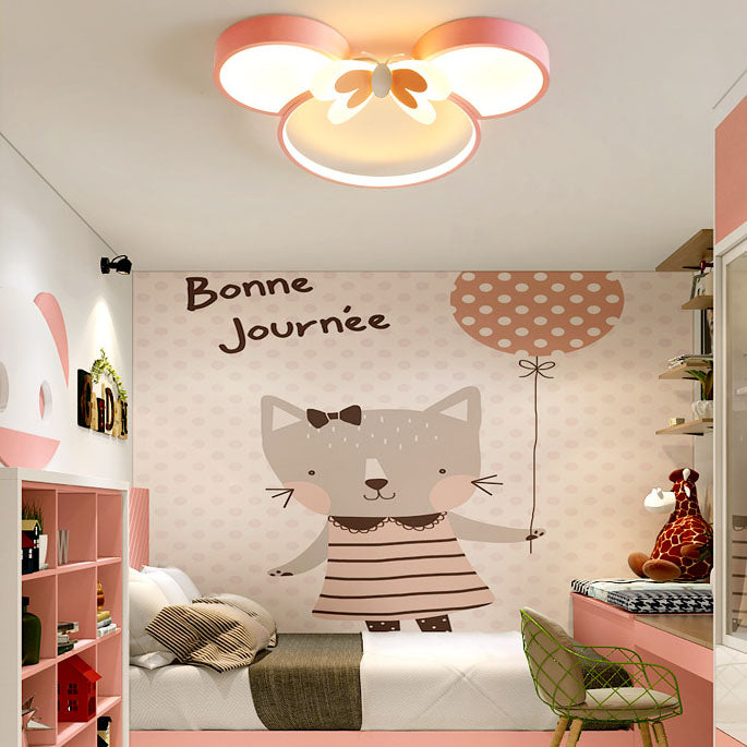 Lumendat Modern Creative Minimalist Wrought Iron Cartoon Mouse LED Flush Mount Ceiling Light Lumendat