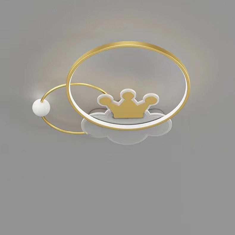 Lumendat Contemporary Nordic Kids Iron Acrylic Circle Round Crown Cloud LED Flush Mount Ceiling Light For Bedroom Lumendat