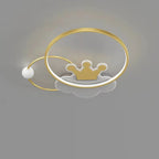 Lumendat Contemporary Nordic Kids Iron Acrylic Circle Round Crown Cloud LED Flush Mount Ceiling Light For Bedroom Lumendat