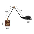 Japanese Vintage Walnut Iron Shade Rotating 1-Light Wall Sconce Lamp